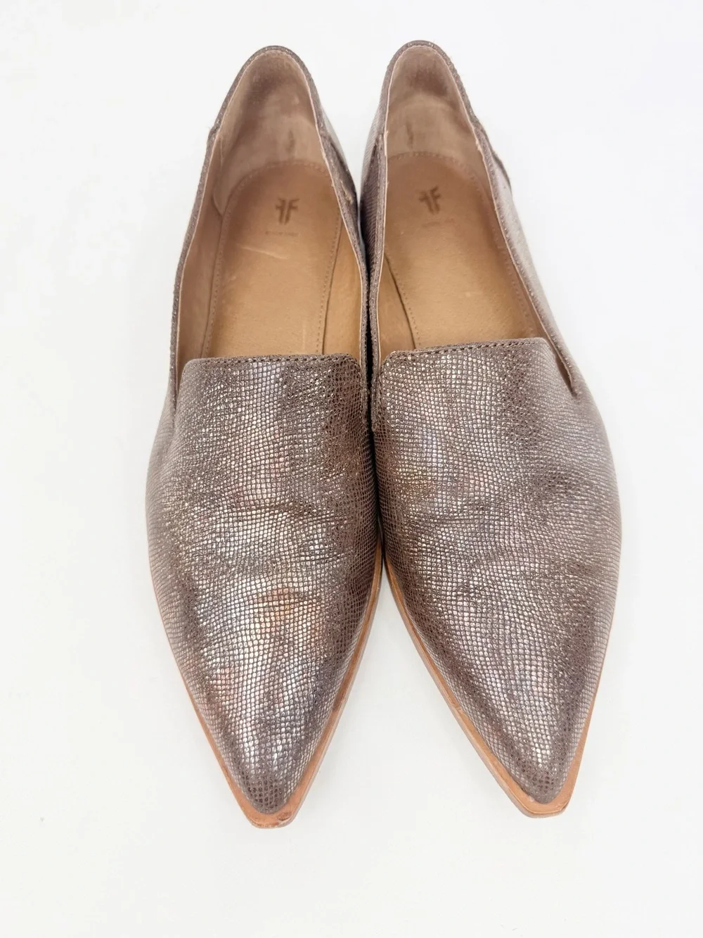 Frye KENZIE VENETIAN Multi Metallic Bronze Shimmer Pointed Toe Ballet Flats